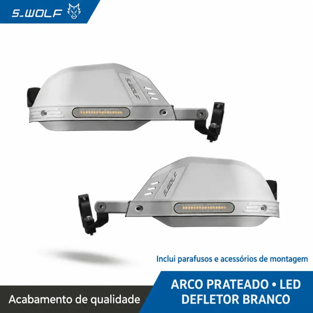 Protetor de Mão S-WOLF com LED para BMW R 1300 GS Adventure (Branco)