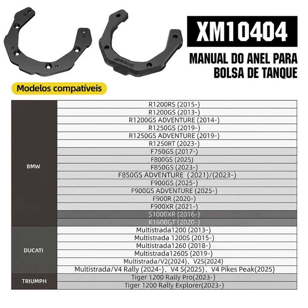 [XM10404BK] Base Magnética de Engate Rápido para Bolsa de Tanque Rhinowalk